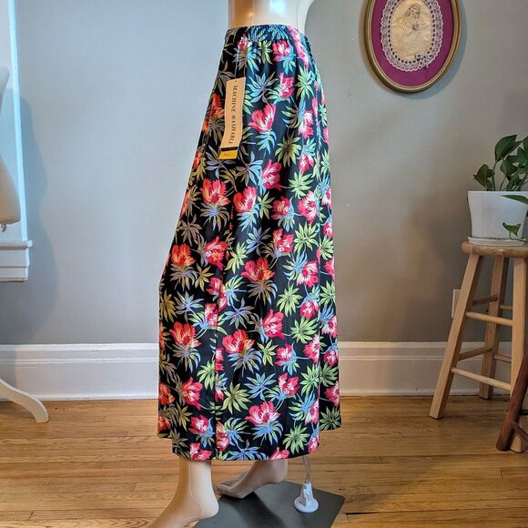 NWT 1990s Sag Harbor Dark Floral Midi Skirt Cottagecore Tropical Size Small - Picture 3 of 8
